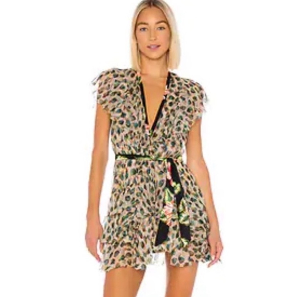 Floral V-Neck Dress with Belt size 4 - Picture 2 of 5